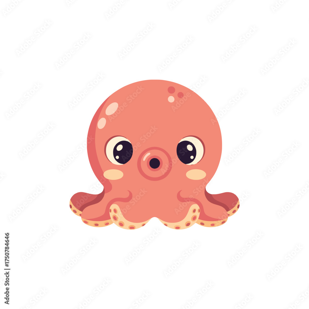 Fototapeta premium Cute octopus vector icon. Happy cartoon sea animal character illustration.