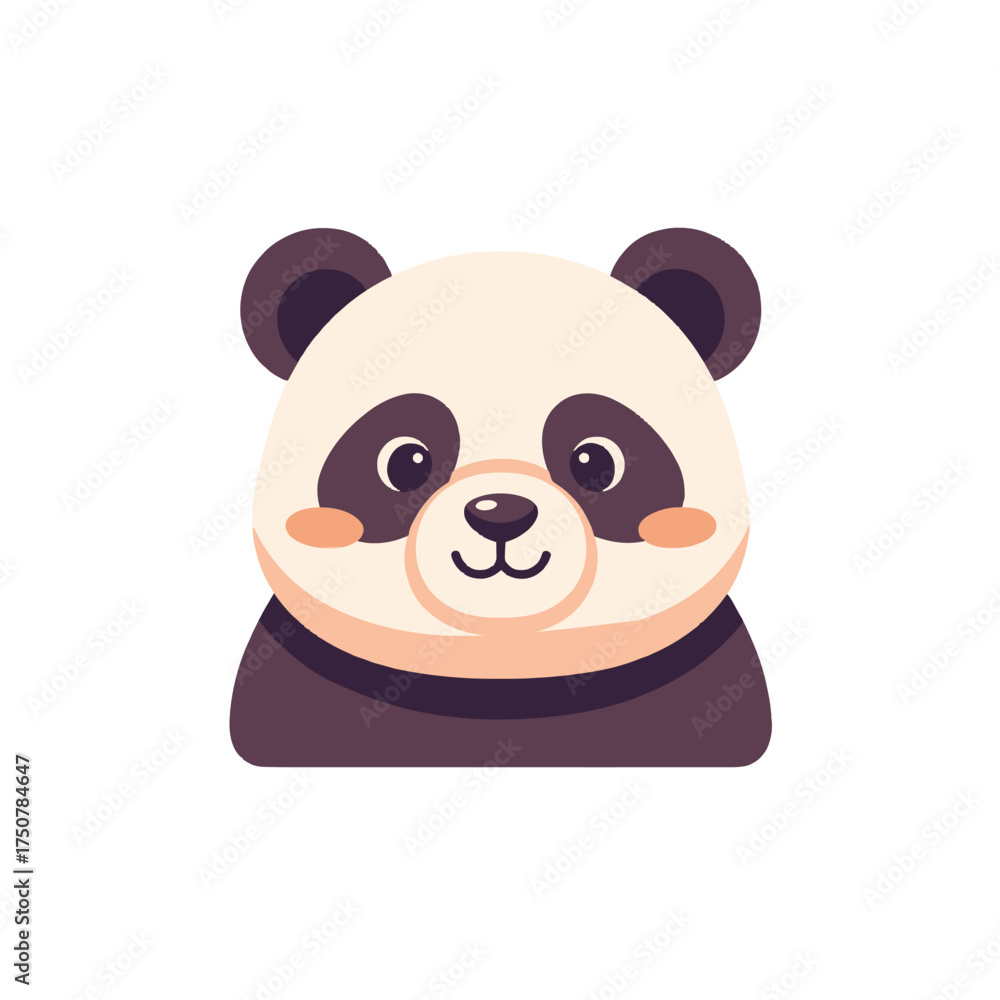 Obraz premium Cute panda face vector icon. Adorable cartoon bear head illustration.