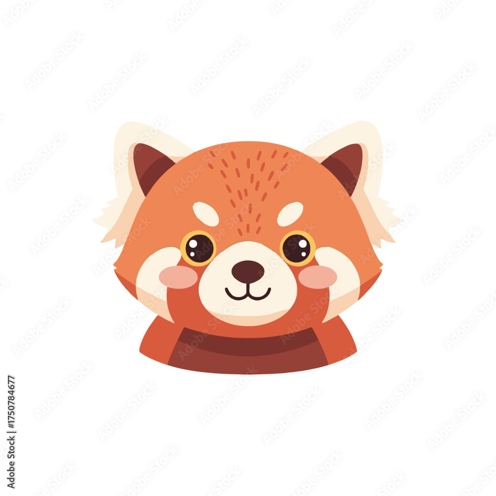 Fototapeta premium Cute red panda face vector icon. Adorable cartoon animal head illustration.