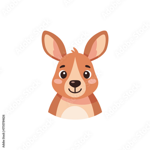 Cute kangaroo face vector icon. Adorable cartoon australian animal head illustration.