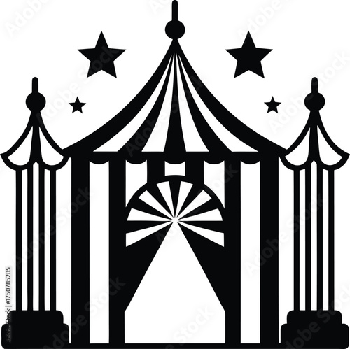 Circus tent silhouette black entrance amusement park carnival fairground festival fun fair celebration outdoor event symbol