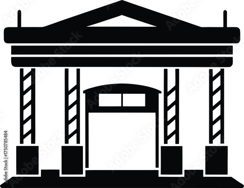 Neoclassical Building Silhouette Grand Entrance Pillars Columns Architectural Structure Iconic Government Bank Museum Facade