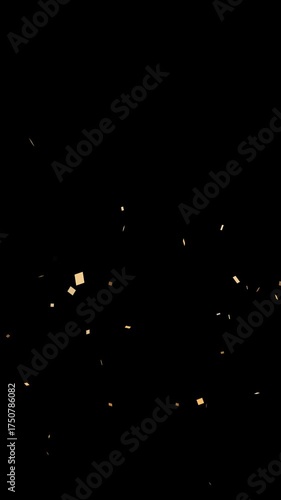 Explosion with golden confetti animation vertical background