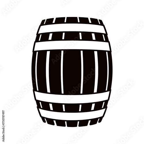 Classic wooden barrel bold graphic rendering simple design elements storage container vector