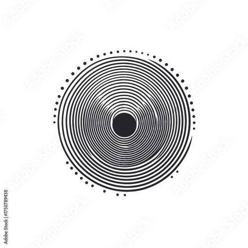 Concentric dark circles spiral inward to bright center