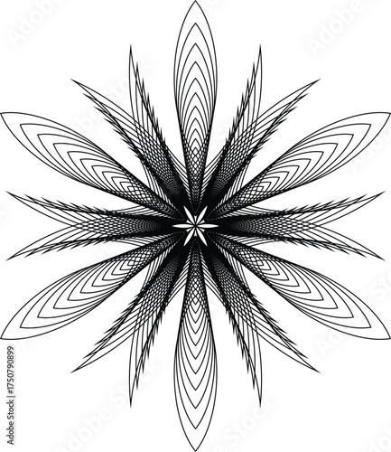 Abstract Geometric Flower Design with Intricate Line Work Perfect for Modern Backgrounds and Creative Projects