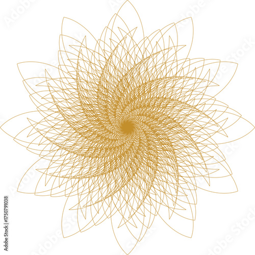 Abstract Geometric Gold Flower Design with Intricate Lines and Petals a Decorative Element for Creative Projects