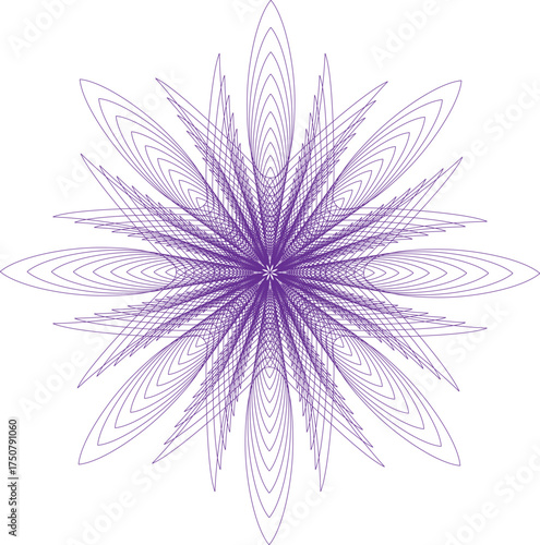 Complex Abstract Flower Shape Design in Purple Color on White Background Design Element Graphic Resource Template