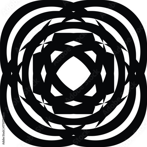 an intricate black and white mandala design.