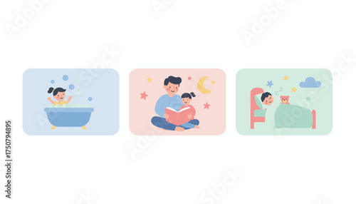 Childrens bedtime routine bath story time with dad and peaceful sleep