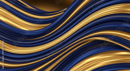 Abstract blue and gold luxury background with golden lines and wave pattern, elegant decoration for premium product design, vector illustration