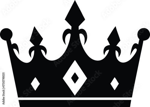 Royal Crown Silhouette – Minimalist Regal Emblem Vector Design in Monochrome Style