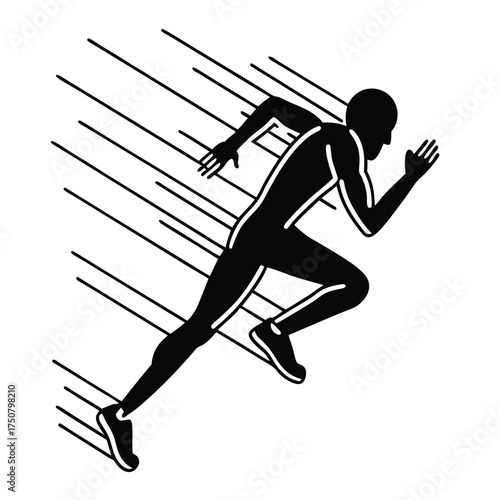 Minimalist running human silhouette flat design