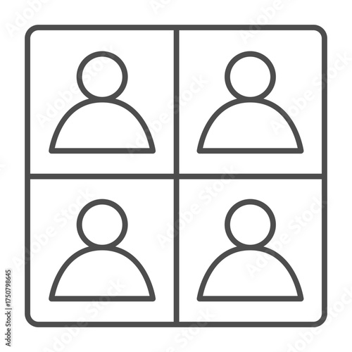 Players thin line icon, gaming concept. Vector graphics. Grid with user pic sign on white background, outline style icon for mobile or web design.