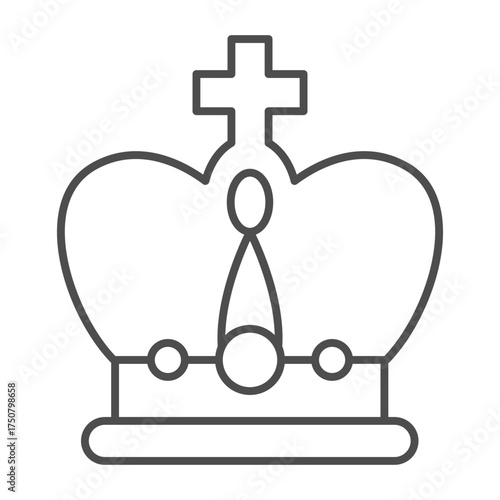 Kings crown thin line icon, jewelry concept. Vector graphics. Crown sign on white background, outline style icon for mobile or web design.