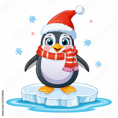 Pinguinbaby mit Weihnachtsmütze
