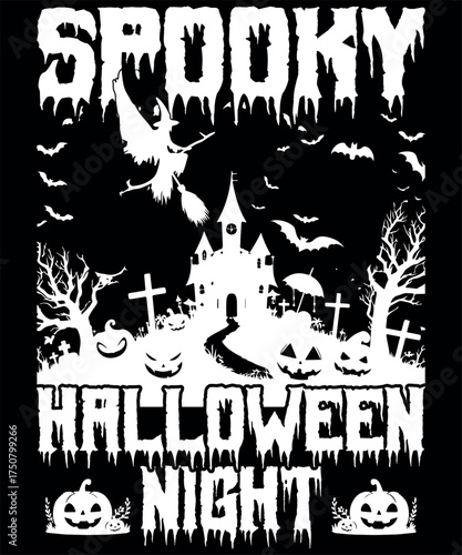 Halloween T-Shirt Graphic Design Spooky, Scary, Cute Pumpkin, Ghost, Witch Graphic 