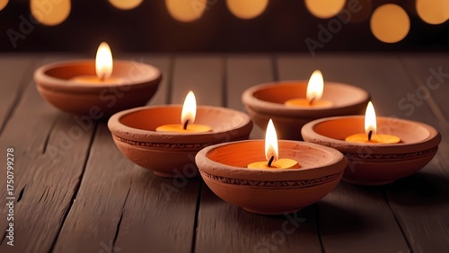 Diwali Festival Warm Glow with Bokeh Background