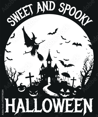 Halloween T-Shirt Graphic Design Spooky, Scary, Cute Pumpkin, Ghost, Witch Graphic 