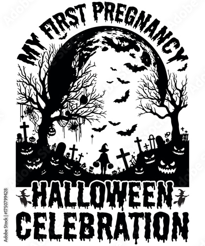 Halloween T-Shirt Graphic Design Spooky, Scary, Cute Pumpkin, Ghost, Witch Graphic 