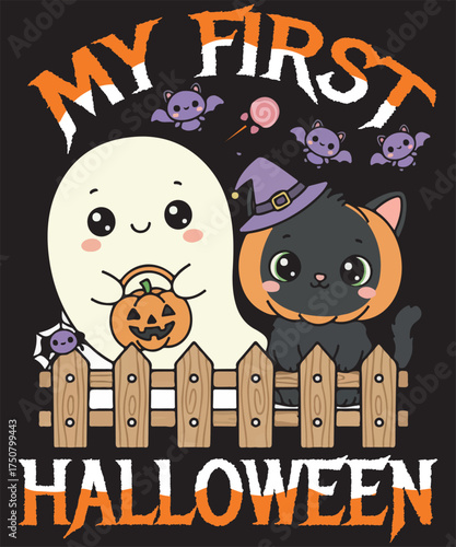 Halloween T-Shirt Graphic Design Spooky, Scary, Cute Pumpkin, Ghost, Witch Graphic 