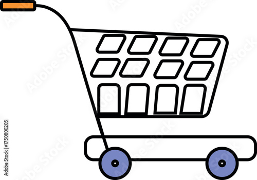 Shopping Cart Vector Icon – Flat Design Trolley Illustration for Retail and E-commerce
