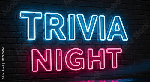 Glowing neon sign for trivia night.
