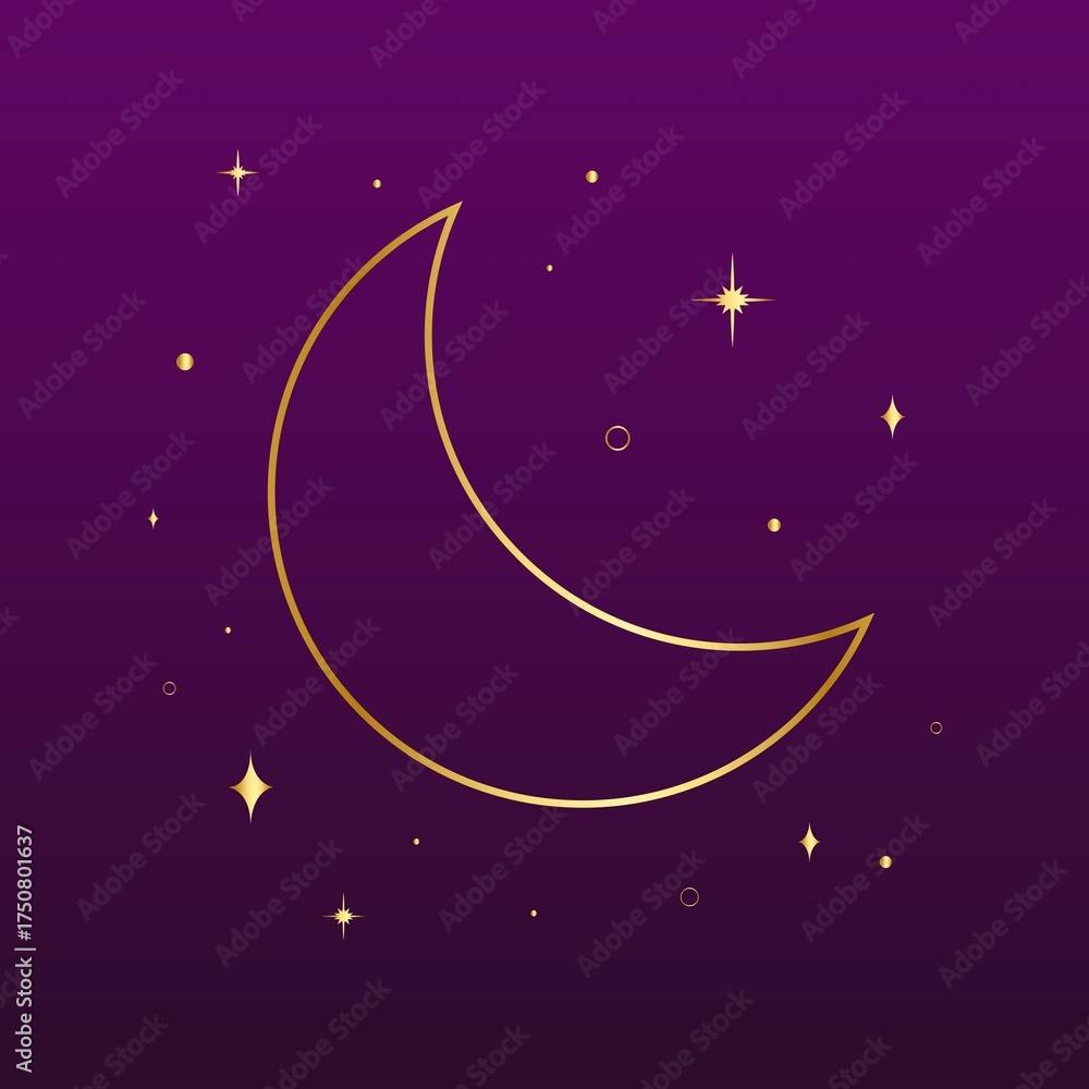 Naklejka premium Crescent moon illustration, luxurious line art