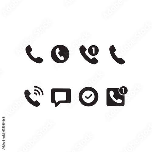 Communication Icons Set Featuring Phone, Message, and Call Icons for Digital and Print Media