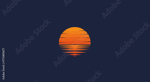 Minimalist Sunset Logo with Ocean Reflection