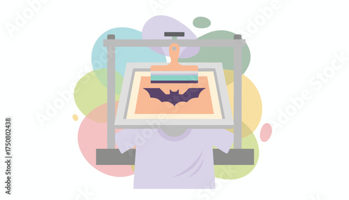 Screen printing a custom bat design onto a tshirt illustrating creative crafts and small business