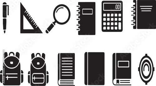 Collection of school and office supplies displayed in a simple, organized layout for students and professionals