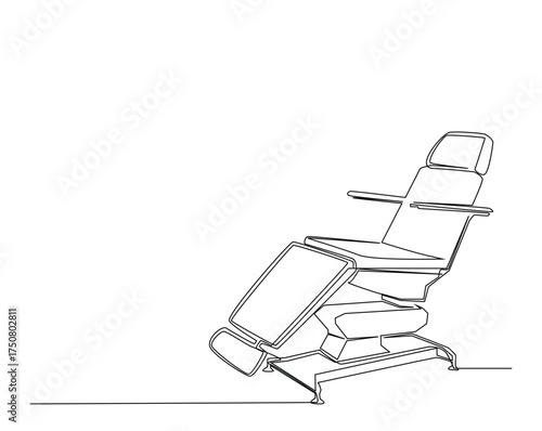 Dentist chair equipment outline illustration. Continuous line drawing of dentistry chair.