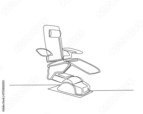 Dentist chair equipment outline illustration. Continuous line drawing of dentistry chair.