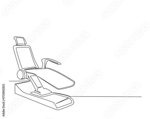 Dentist chair equipment outline illustration. Continuous line drawing of dentistry chair.