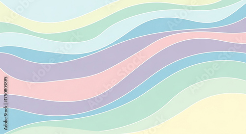 Pastel waves background with a soft, calming color palette that evokes a sense of serenity and tranquility, perfect for adding a touch of whimsy