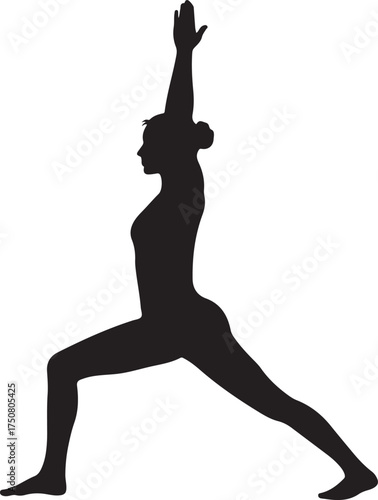 Warrior one yoga pose silhouette vector