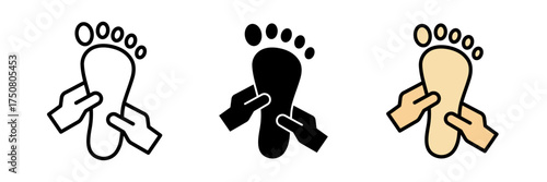 Reflexology foot massage icon Foot massage, relaxation, reflexology, foot therapy, self-care vector icons illustrations for graphic design.