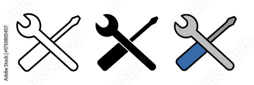Repair tools icon Wrench or screwdriver icon vector with stroke, filled and colored concept for web design.