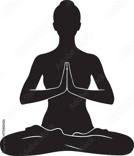 Lotus pose namaste silhouette vector
