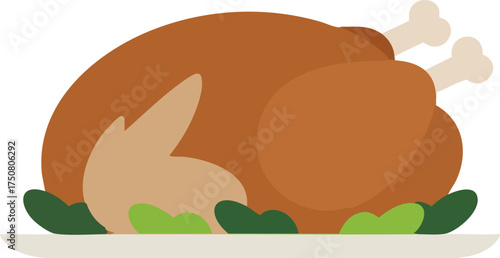 roasted whole turkey dinner illustration