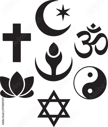 Diverse faith symbols unite for peace and understanding