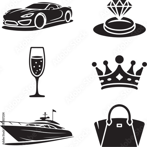 Luxury lifestyle symbols wealth success opulence glamour abundance