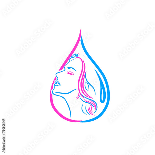 woman icon in droplets without background
