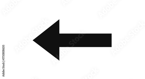 Illustration of black arrow pointing left isolated on white background