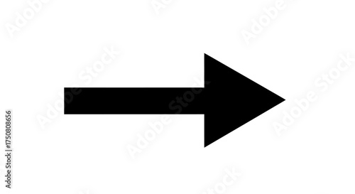 Illustration of black arrow pointing to the right, isolated on white background