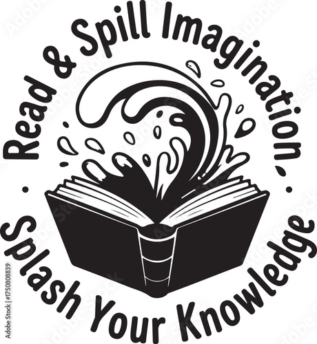 Open book with splashing water and text Read