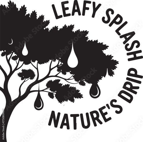 Religious Symbol Black silhouette of a tree with dripping water and text black and white nature