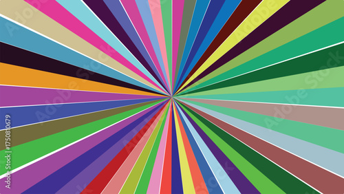 Abstract Multicolor Sunburst Background Graphic with Radiating Lines Design Element