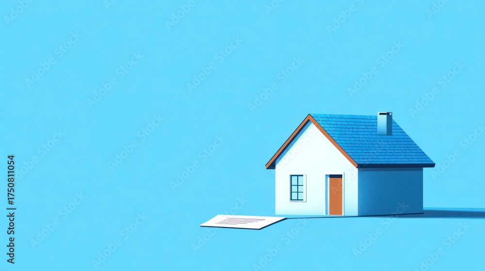 custom made wallpaper toronto digitalMiniature house on light blue background. Possible stock photo